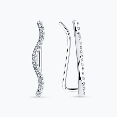 Серьги из серебра с фианитами - видео на модели