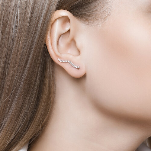 Серьги из серебра с фианитами из серебро — вид 2