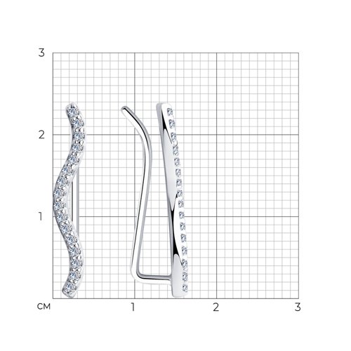 Серьги из серебра с фианитами из серебро — вид 4