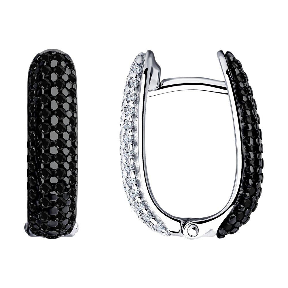 Серьги из серебра с фианитами - видео на модели