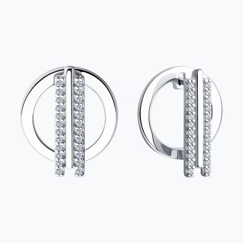 Серьги из серебра с фианитами из серебро — вид 2