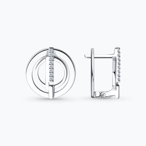 Серьги из серебра с фианитами - видео на модели