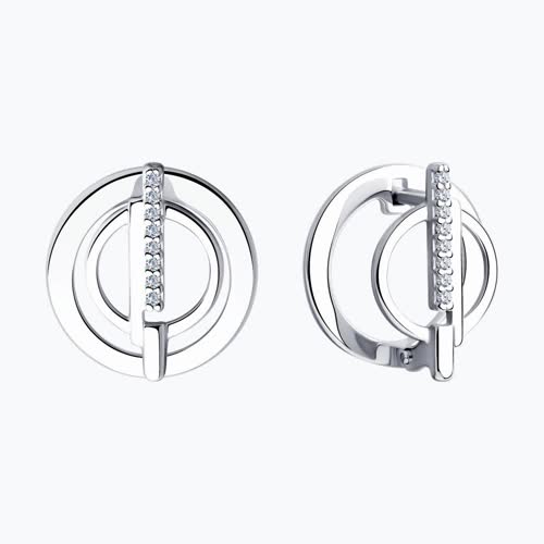 Серьги из серебра с фианитами из серебро — вид 2