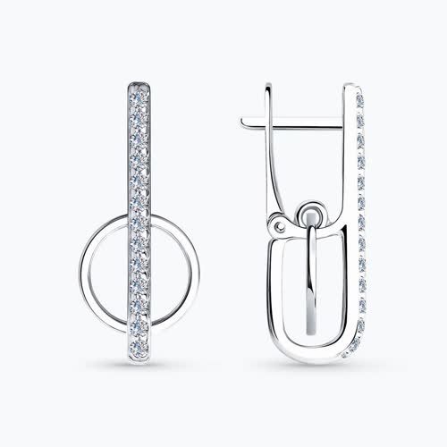 Серьги из серебра с фианитами - видео на модели