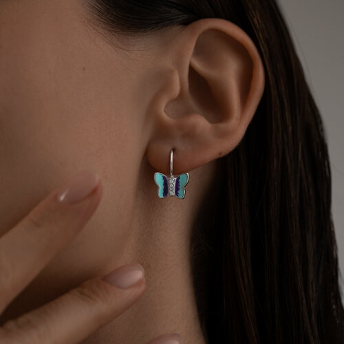 Серьги из серебра с эмалью и фианитами из серебро — вид 2