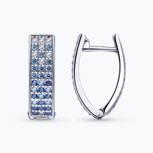 Серьги из серебра с фианитами из серебро