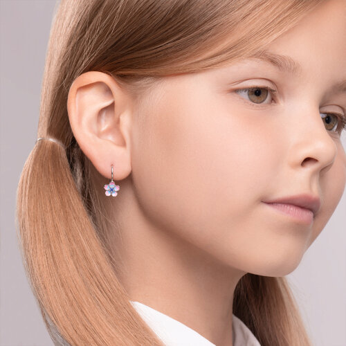 Серьги из серебра с эмалью и фианитами из серебро — вид 2