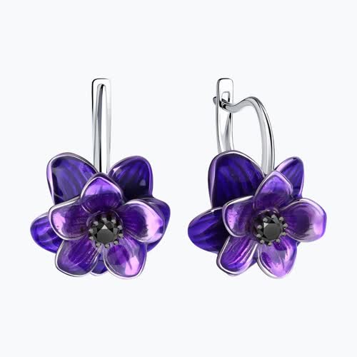 Серьги из серебра с эмалью и фианитами из серебро — вид 2