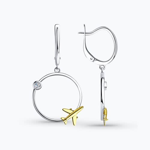 Серьги из золочёного серебра с фианитами - видео на модели