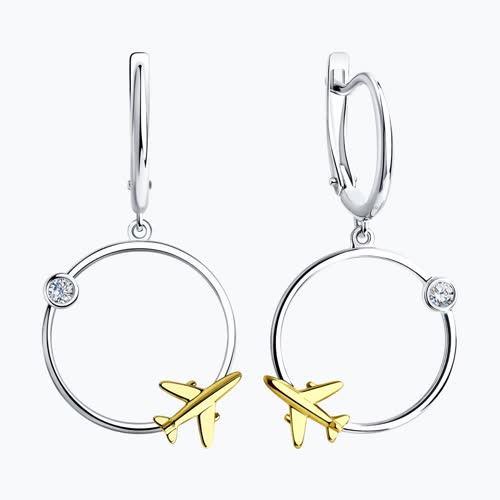 Серьги из золочёного серебра с фианитами из серебро — вид 2