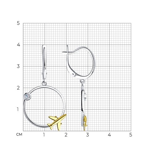 Серьги из золочёного серебра с фианитами из серебро — вид 5