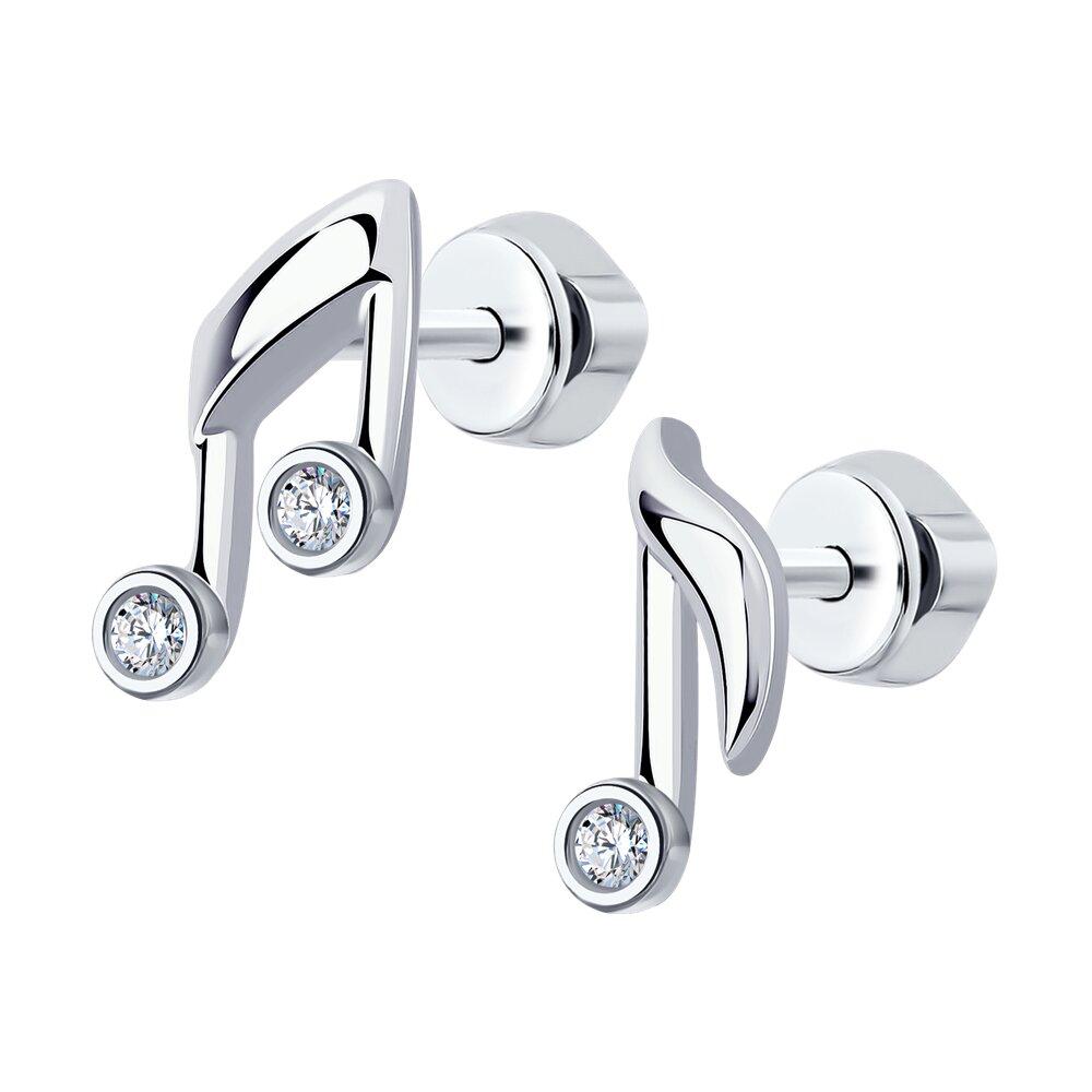 Серьги из серебра с фианитами - видео на модели