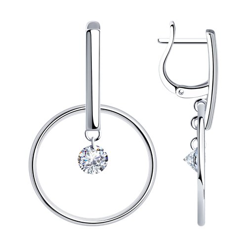 Серьги из серебра с фианитами