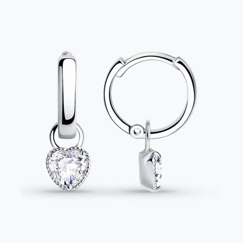 Серьги из серебра с фианитами - видео на модели