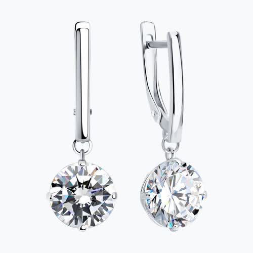 Серьги из серебра с фианитами из серебро — вид 2