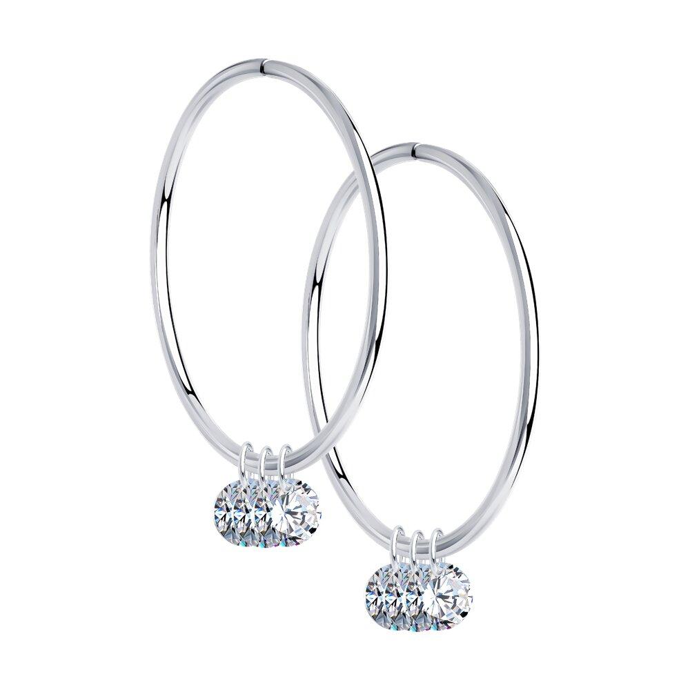 Серьги из серебра с фианитами - видео на модели