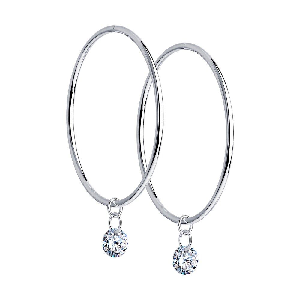 Серьги из серебра с фианитами - видео на модели