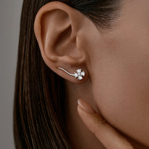 Серьги из серебра с фианитами из серебро — вид 2