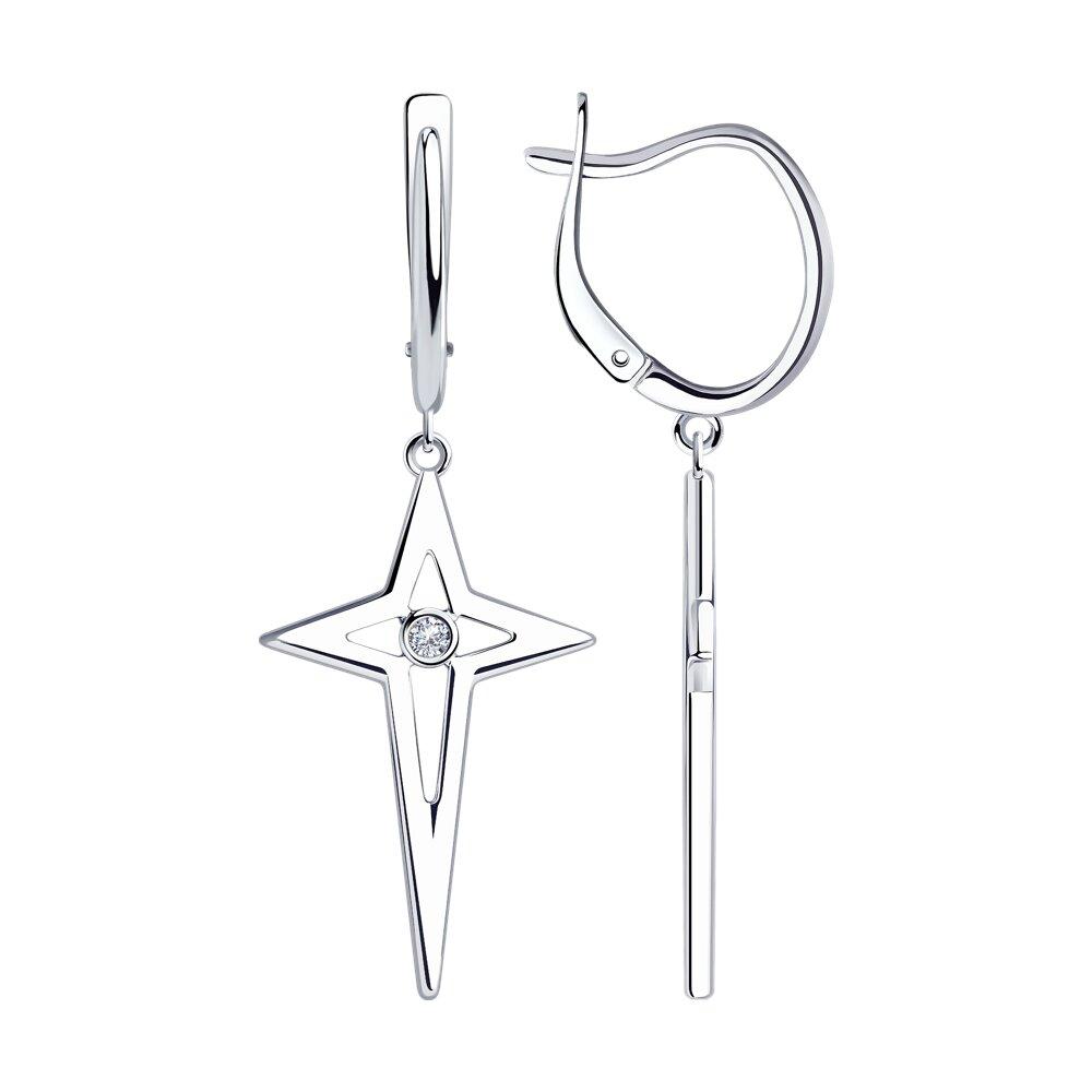 Серьги из серебра с фианитами - видео на модели