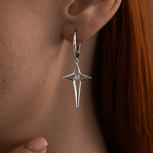 Серьги из серебра с фианитами из серебро — вид 2