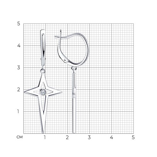 Серьги из серебра с фианитами из серебро — вид 3