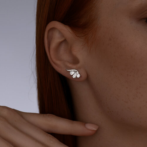 Серьги из серебра с фианитами из серебро — вид 2