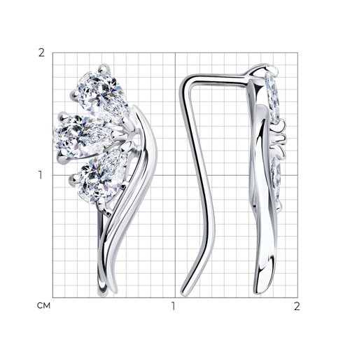 Серьги из серебра с фианитами из серебро — вид 4