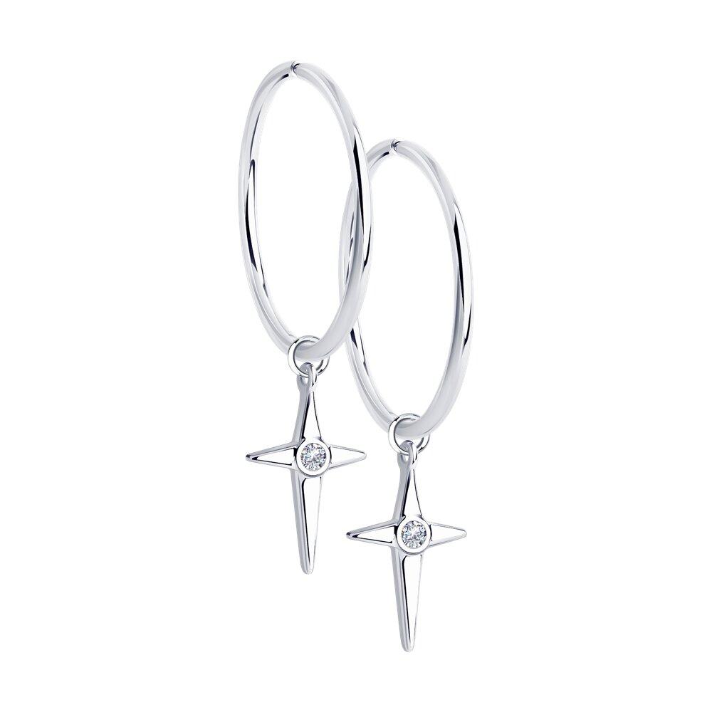 Серьги из серебра с фианитами - видео на модели