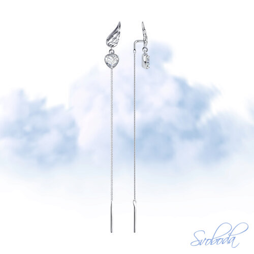 Серьги из серебра с фианитами - видео на модели