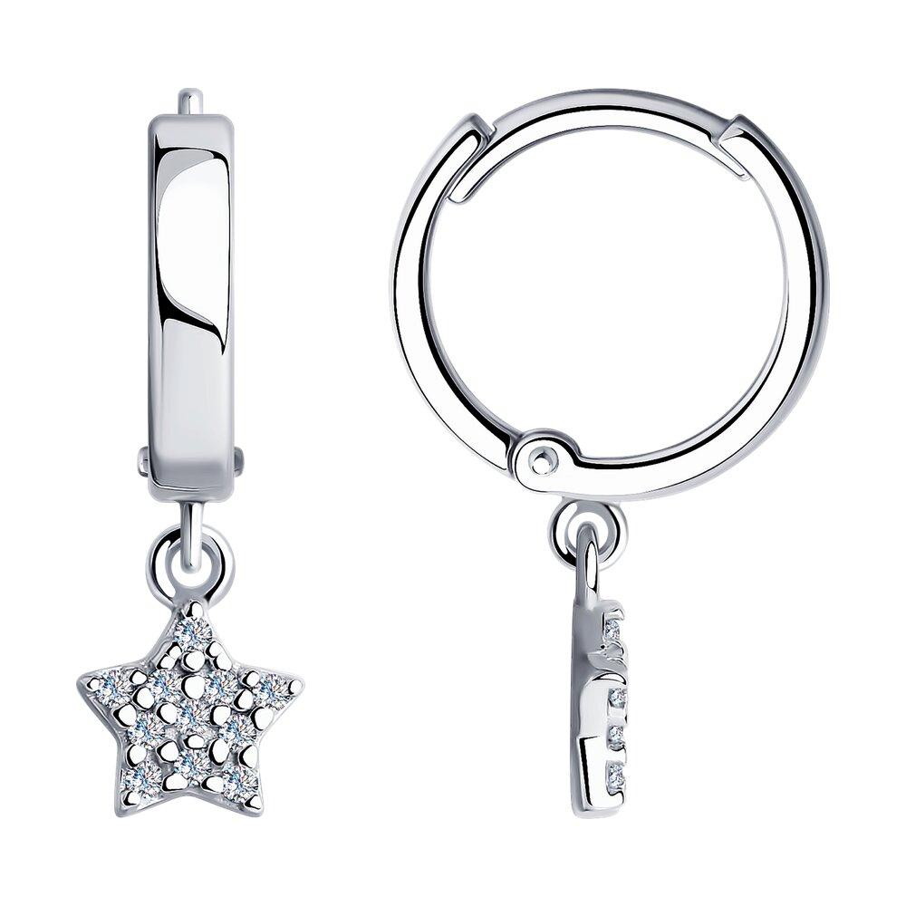 Серьги из серебра с фианитами - видео на модели