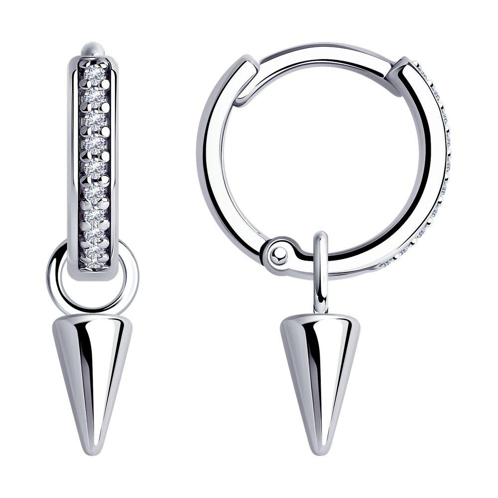 Серьги из серебра с фианитами - видео на модели