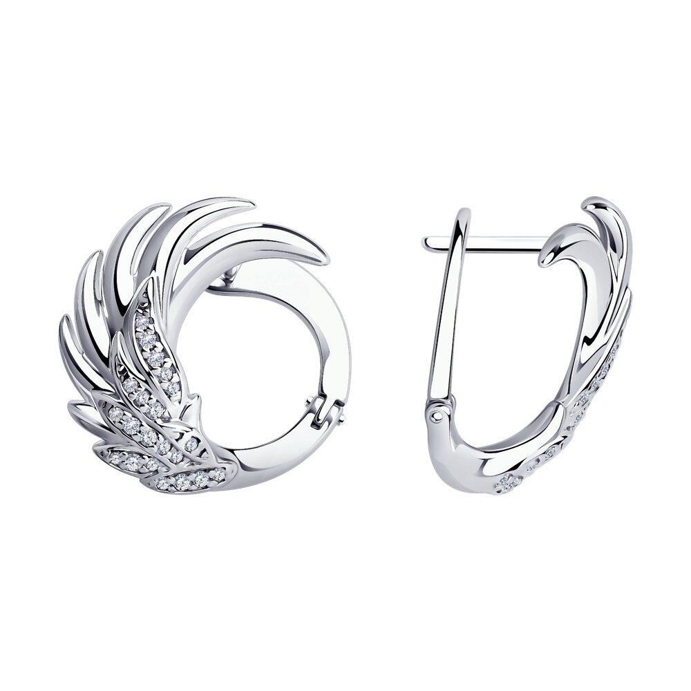 Серьги из серебра с фианитами - видео на модели