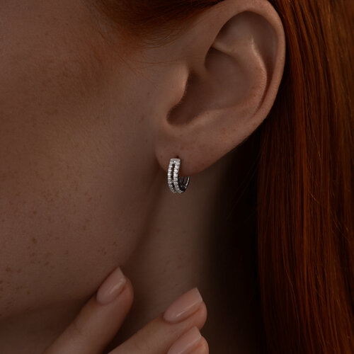 Серьги из серебра с фианитами из серебро — вид 2