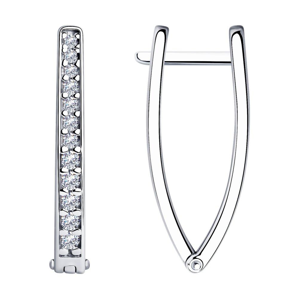 Серьги из серебра с фианитами - видео на модели