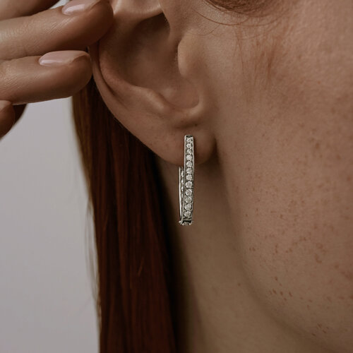 Серьги из серебра с фианитами из серебро — вид 2