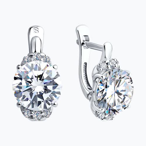 Серьги из серебра с фианитами из серебро — вид 2