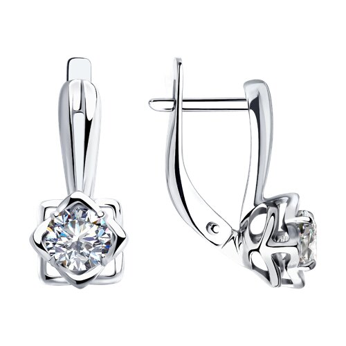 Серьги из серебра с фианитами