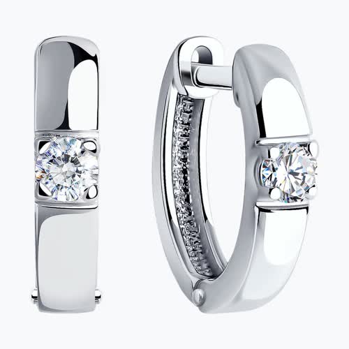 Серьги из серебра с фианитами из серебро — вид 2