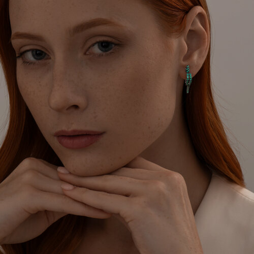 Серьги из серебра с фианитами из серебро — вид 3