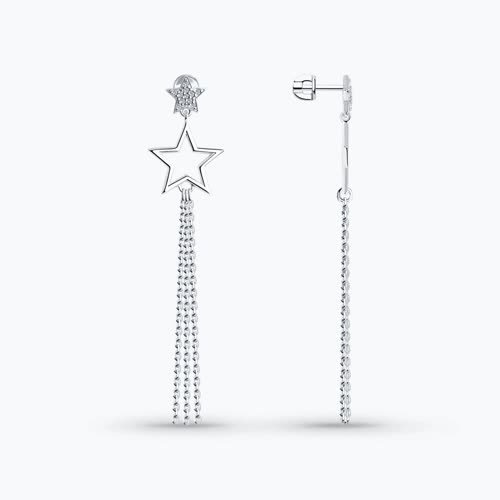 Серьги из серебра с фианитами - видео на модели