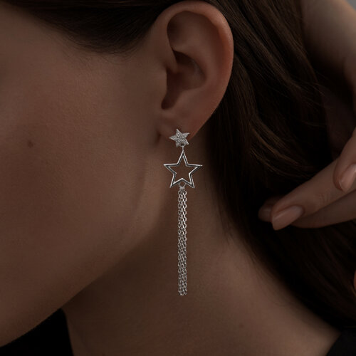 Серьги из серебра с фианитами из серебро — вид 2