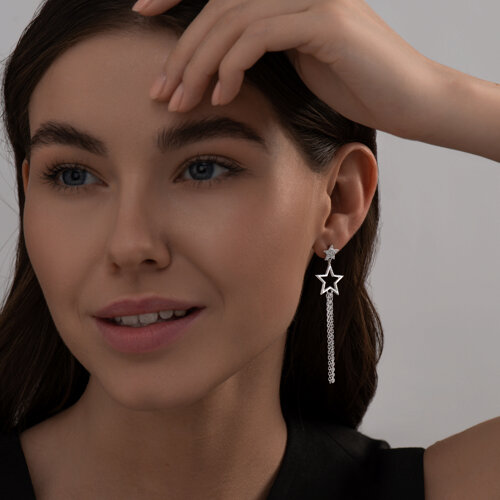 Серьги из серебра с фианитами из серебро — вид 3