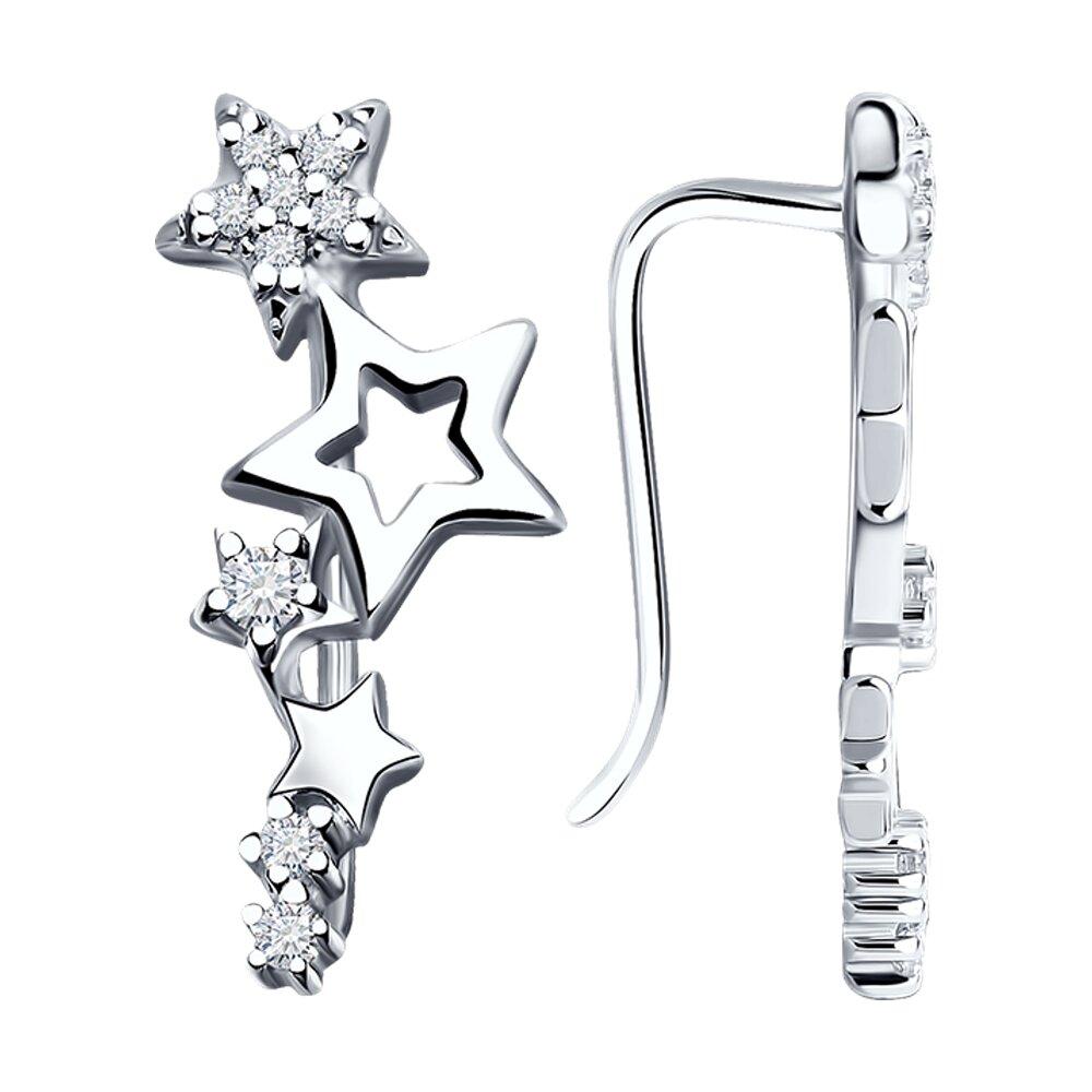 Серьги из серебра с фианитами - видео на модели