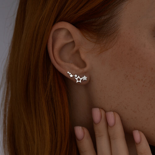 Серьги из серебра с фианитами из серебро — вид 2