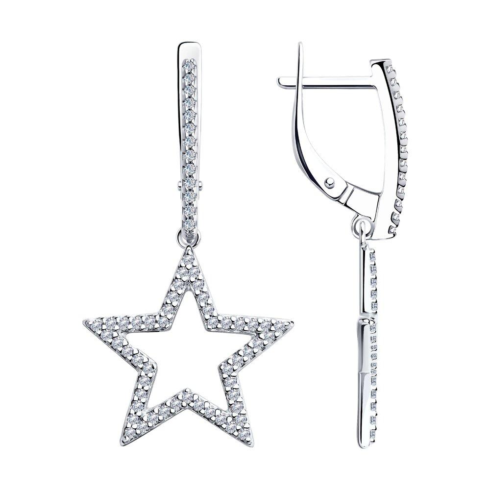 Серьги из серебра с фианитами - видео на модели