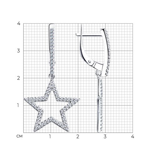 Серьги из серебра с фианитами из серебро — вид 4