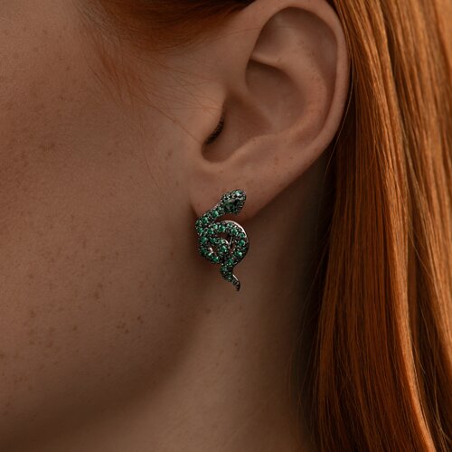 Серьги из серебра с фианитами из серебро — вид 2