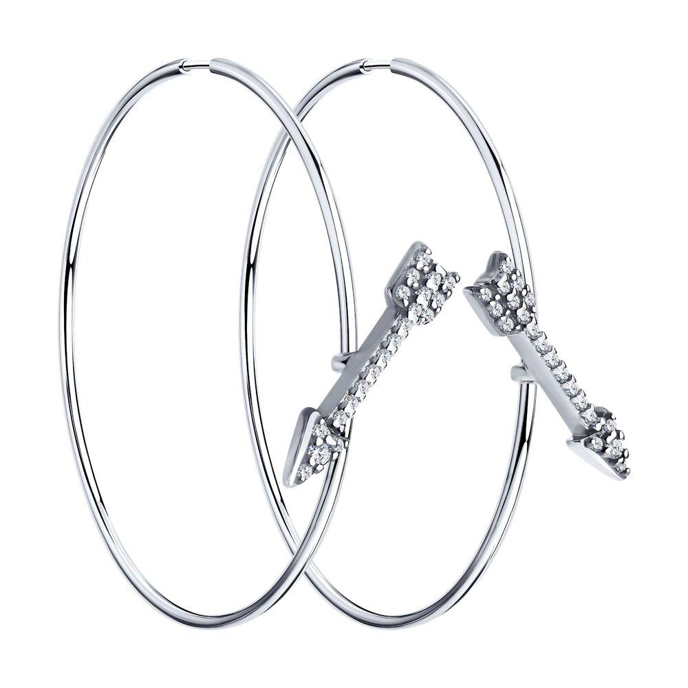 Серьги из серебра с фианитами из серебро