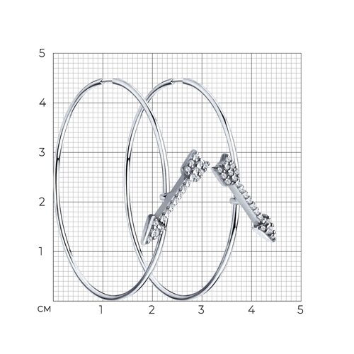 Серьги из серебра с фианитами из серебро — вид 2