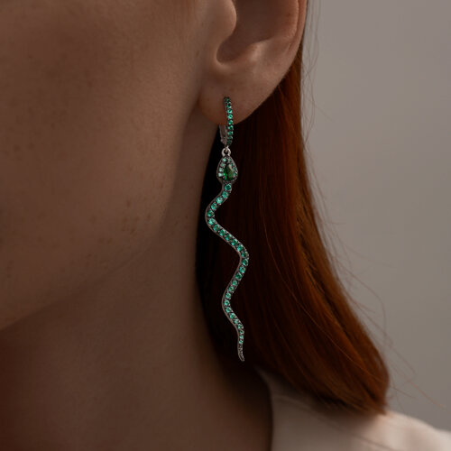 Серьги из серебра с фианитами из серебро — вид 2